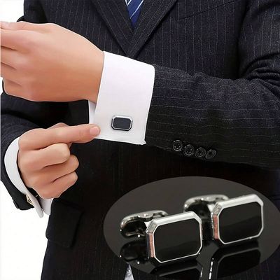 2pcs Fashionable Men’s Black Shirt &amp; Suit Cufflinks Set