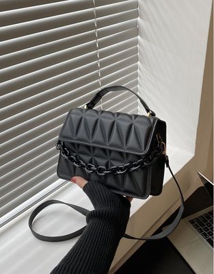 Lightweight Business Casual Mini Quilted Chain Decor Flap Square Bag