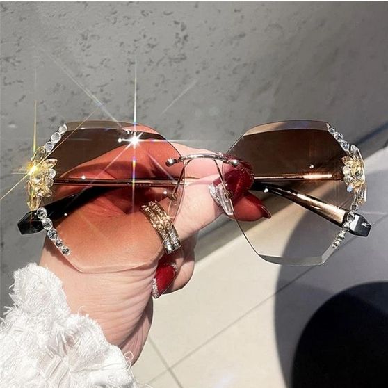 Rhinestone Rimless Fashion Glasses