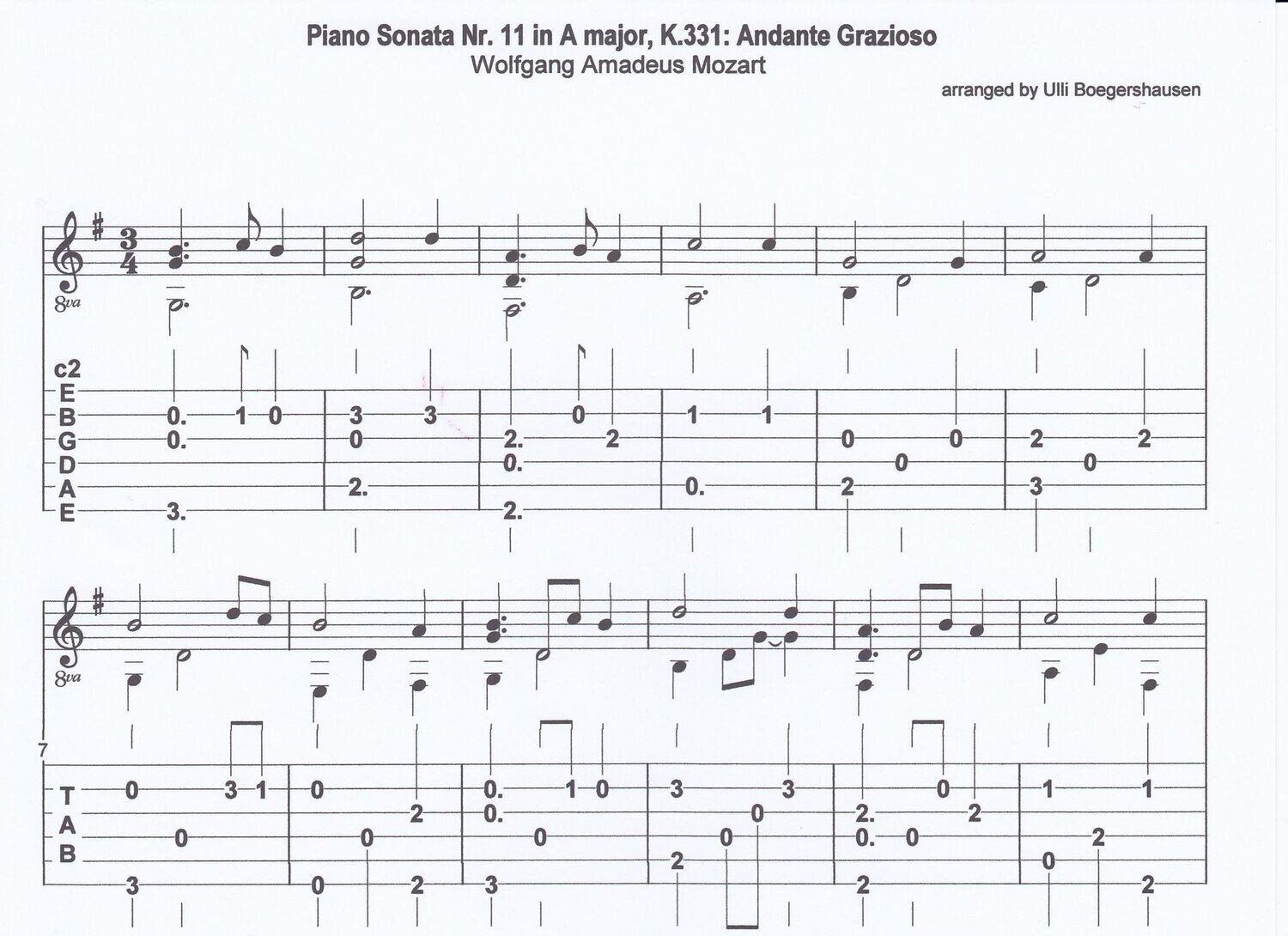 W.A. Mozart - Piano Sonata Nr. 11 - Andante Grazioso