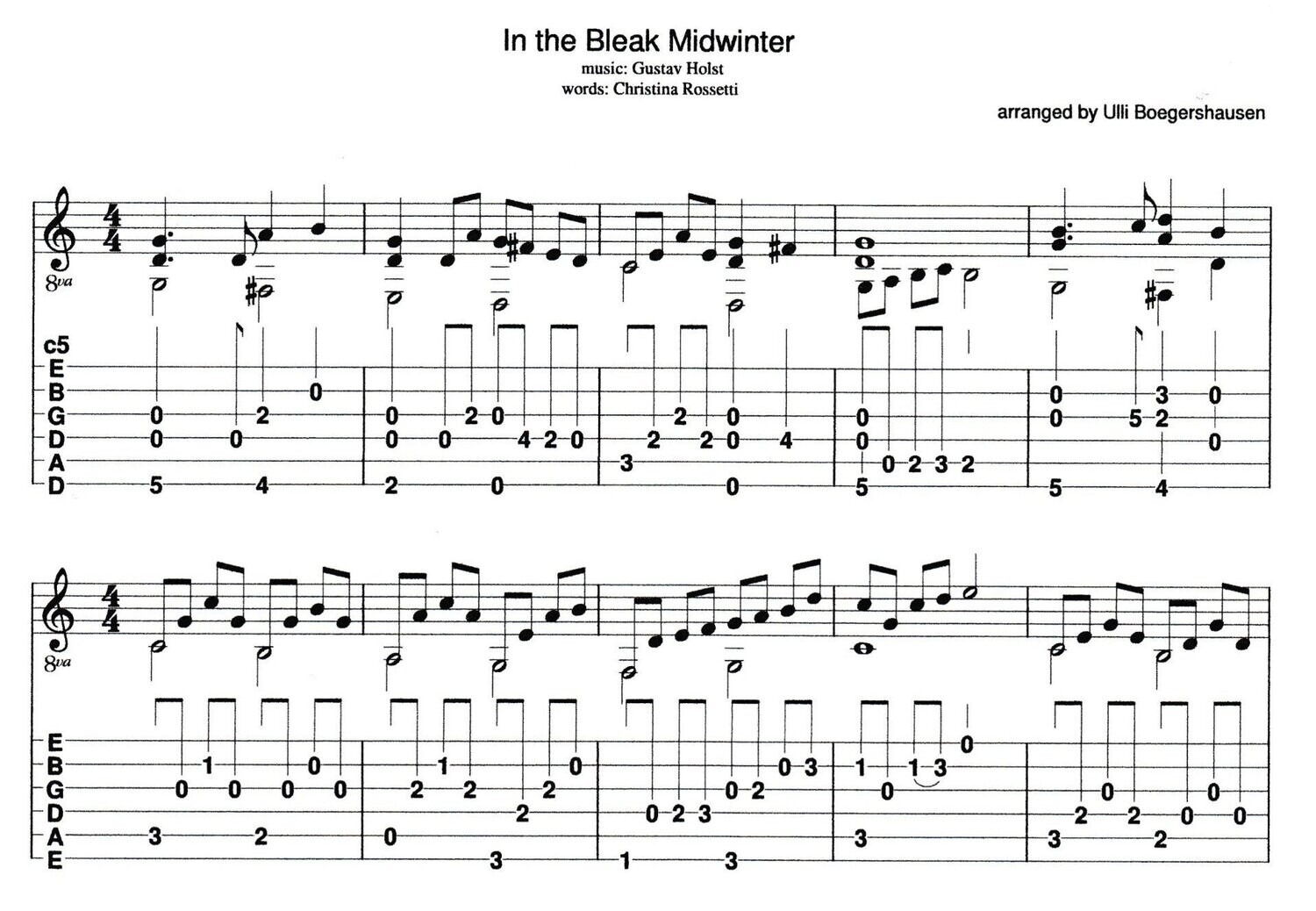 In the Bleak Midwinter (2 versions: duet and solo)