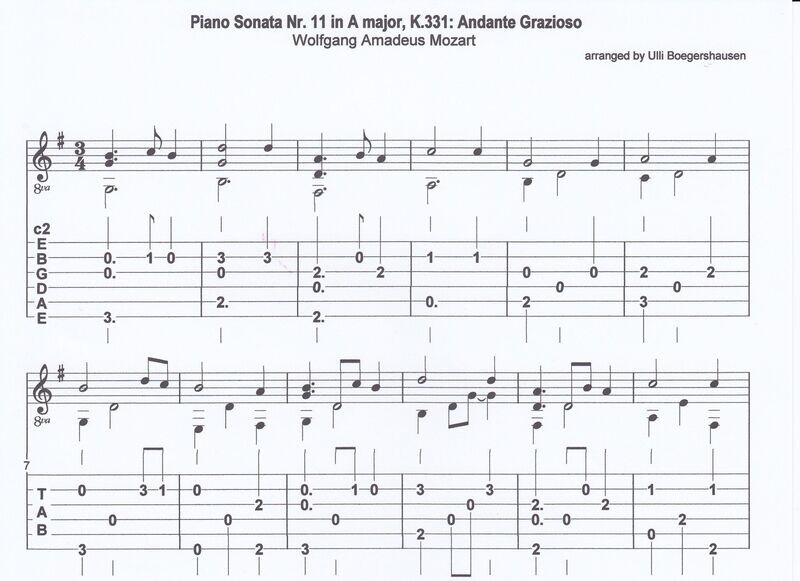 W.A. Mozart - Piano Sonata Nr. 11 in A major, K.331 Andante Grazioso