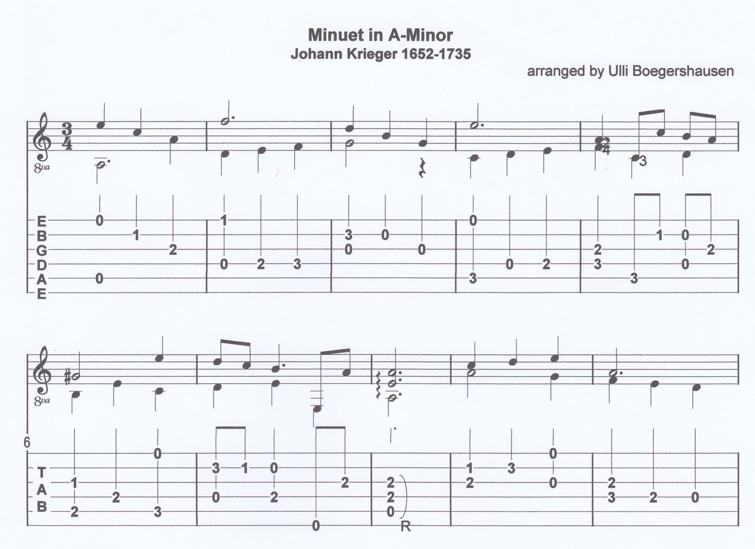 Minuet in A-Minor (Johann Krieger 1652-1735)
