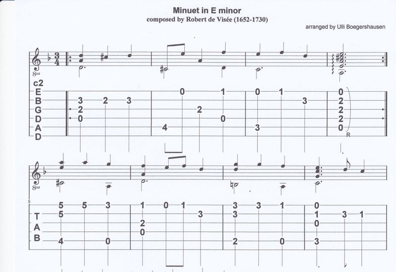 Minuet in E minor Robert de Visée in Dropped D