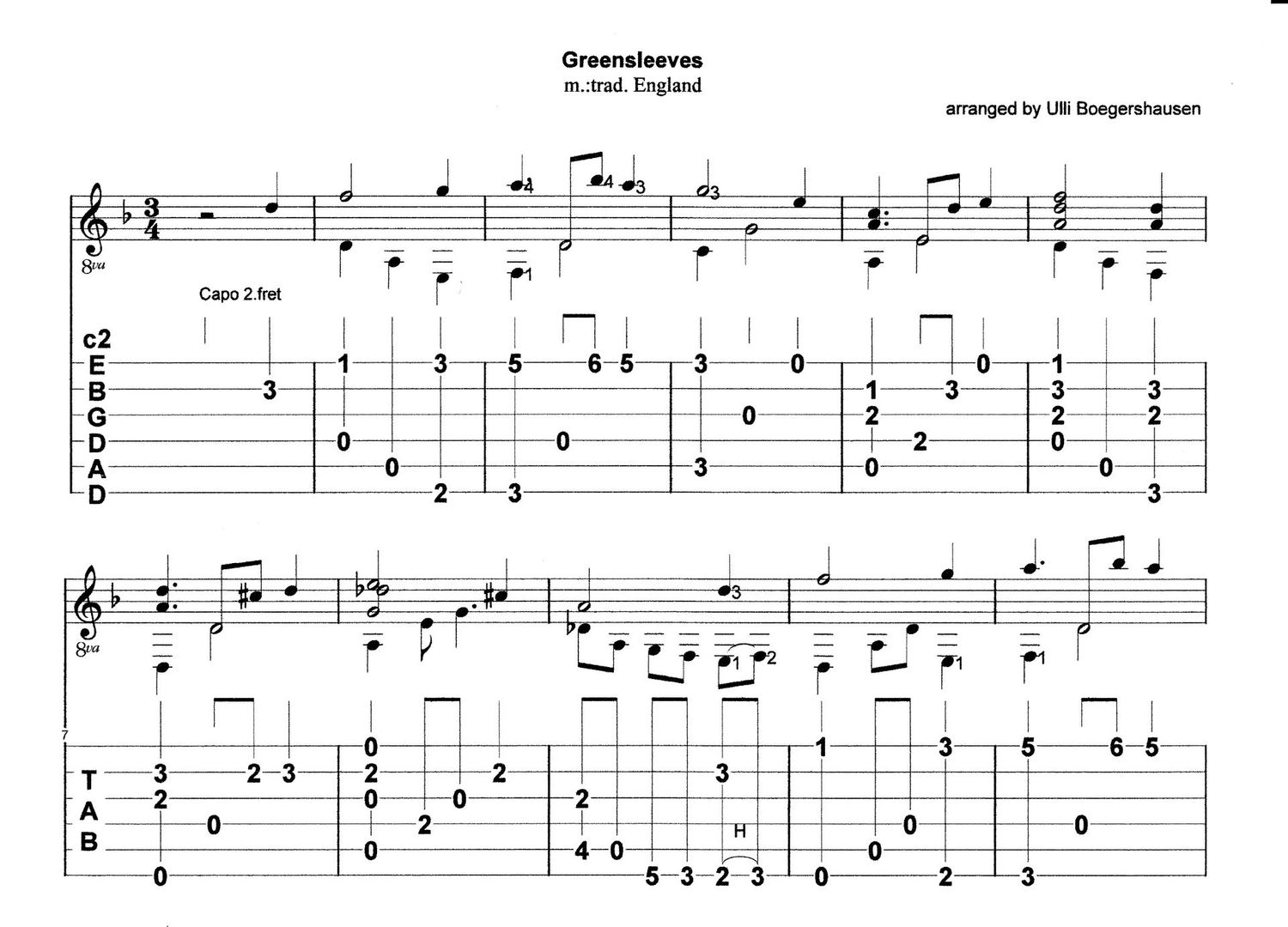 Greensleeves (in Dropped D tuning)