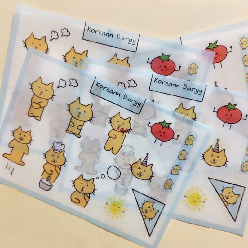 Kat washi sticker sheet