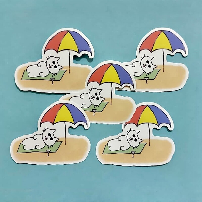 Kat waterproof die cut stickers - Summer