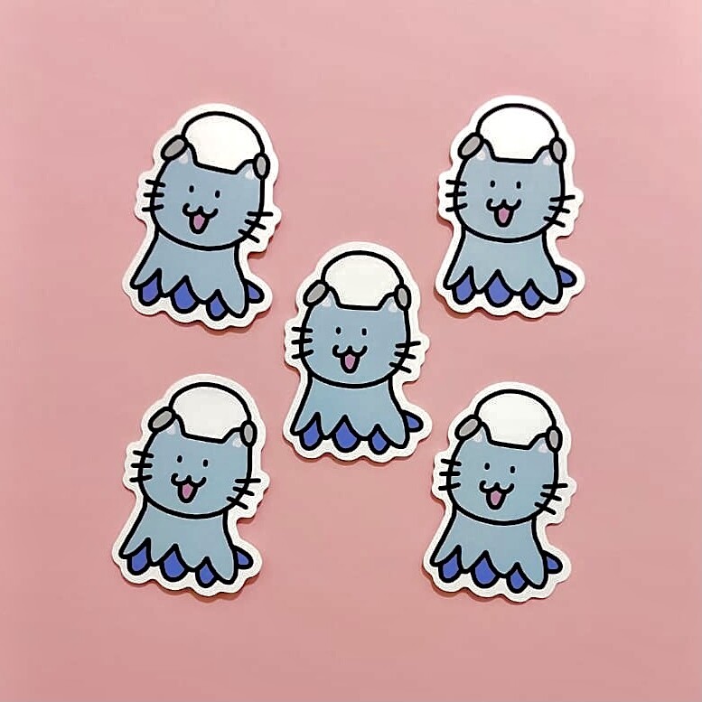 Catopus waterproof die cut stickers