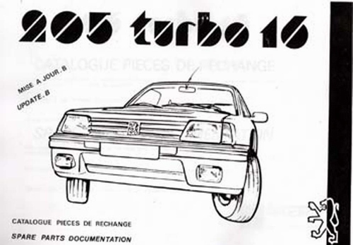 Parts Manual Peugeot 205 T-16
