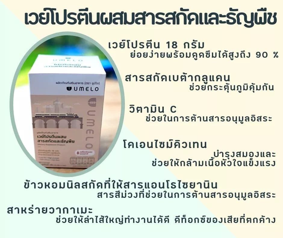 เวย์โปรตีนผสมสารสกัดและธัญพืชตรา ยูมีโล