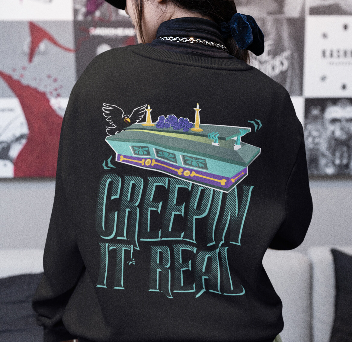 Creepin it Real Haunted Mansion 2-sided Unisex Sweatshirt