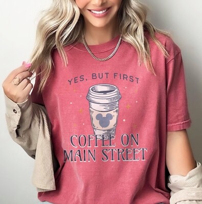 First Coffee on Main Street Unisex T Shirt