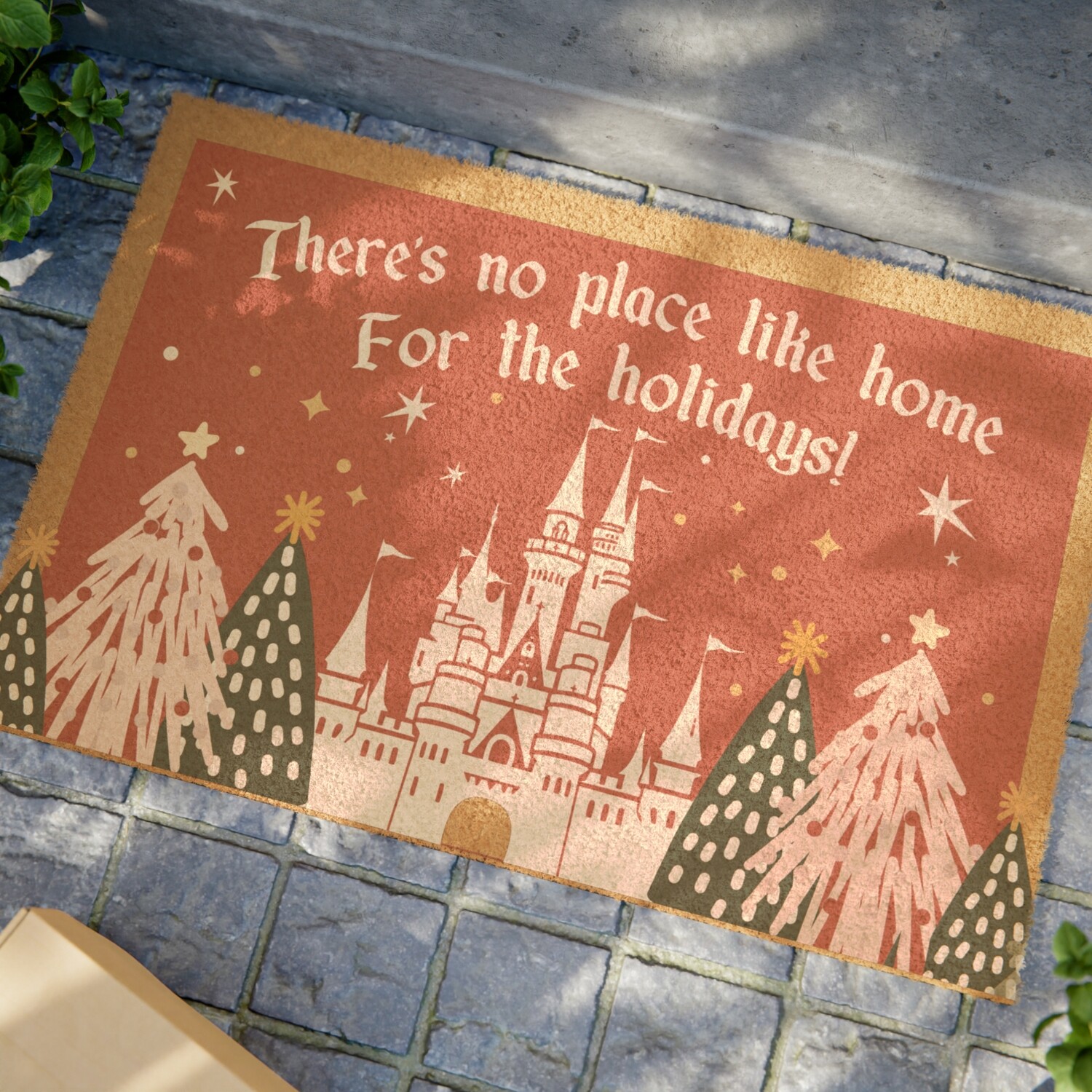 Home for the Holidays Christmas Castle Door Mat