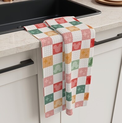 Mickey Christmas Checkerboard Kitchen Towel