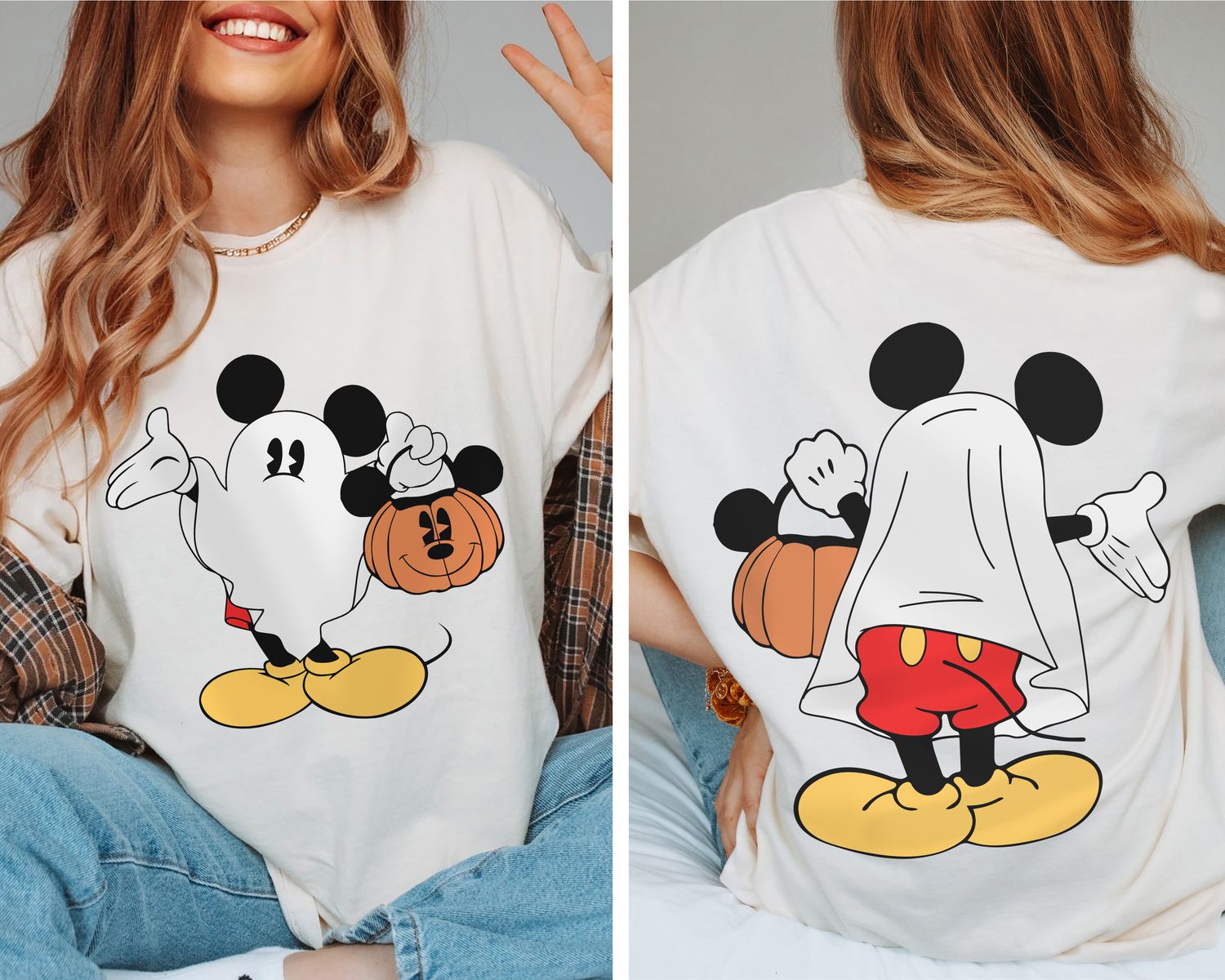 Mickey Ghost Front and Back Unisex T Shirt