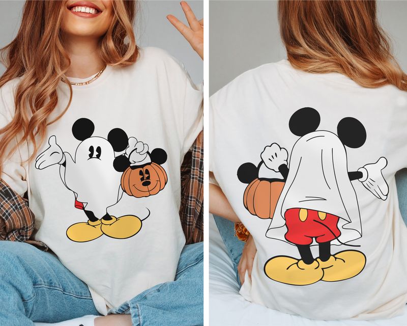 Mickey Ghost Front and Back Unisex T Shirt