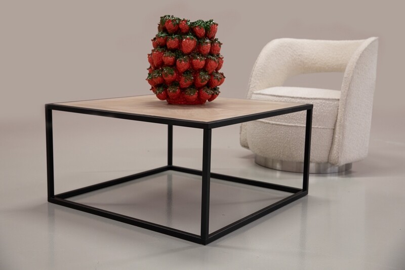Keramische Salontafel Wood in mat licht/bruin 75x75x40cm