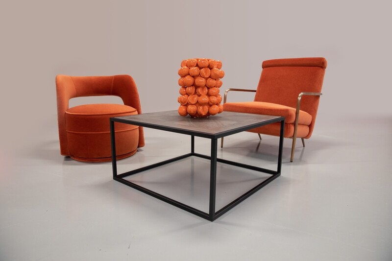 Keramische Salontafel Wood in mat grijs/bruin 75x75x40cm