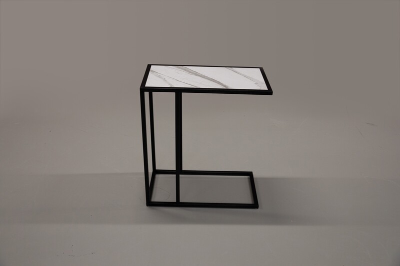 Keramische Bijzettafel Lima in mat wit 60x30x75cm