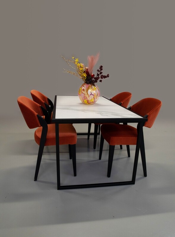 Keramische Eettafel Rechthoekig Statuario in mat wit 180x90x75cm