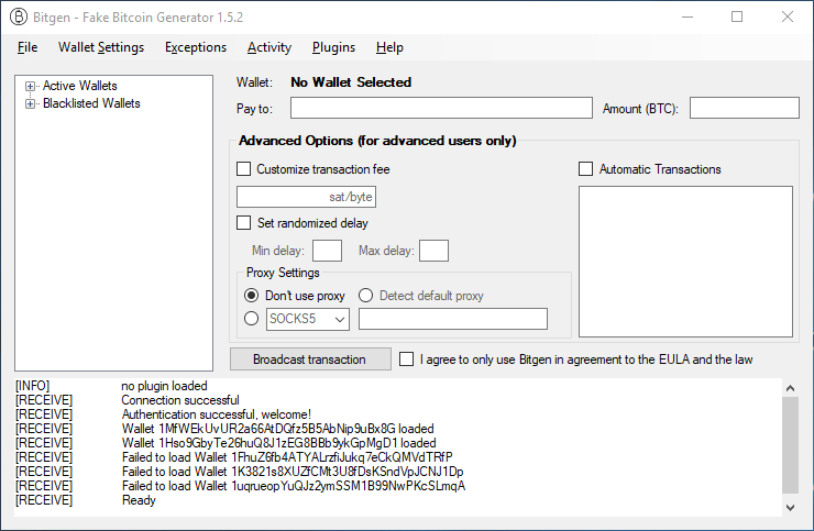 Fake Bitcoin Transaction Sender Software