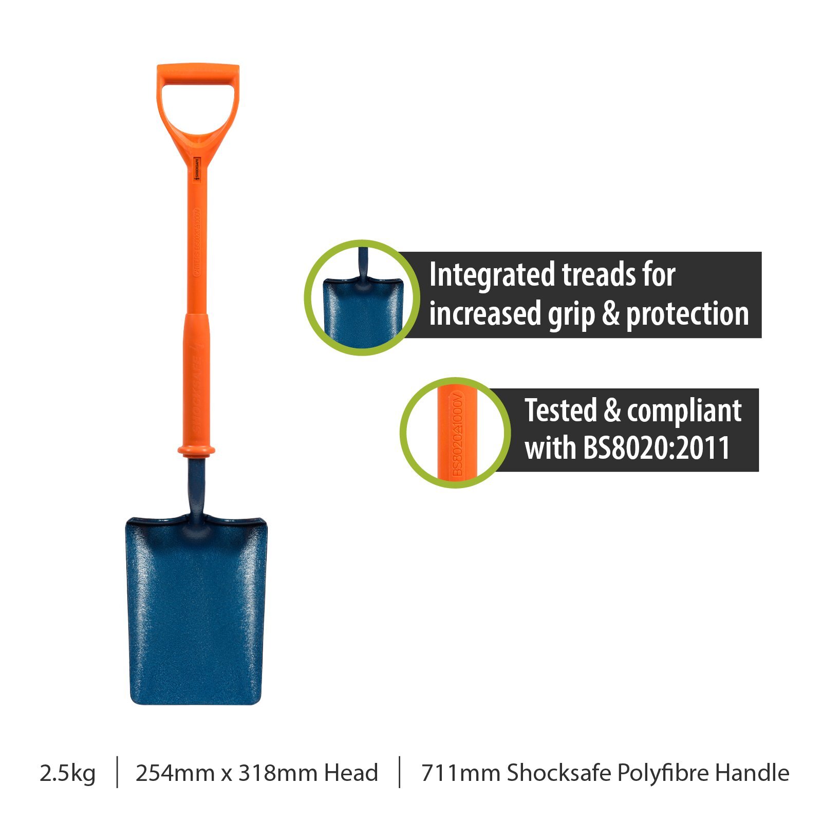 Fully Insulated Taper Mouth Shovel With Tread (10,000 Watts)