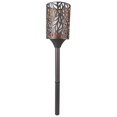 Battery Powered Charcoal Grey Metal Cylinder Flame Candle Torch with Remote Control & Timer