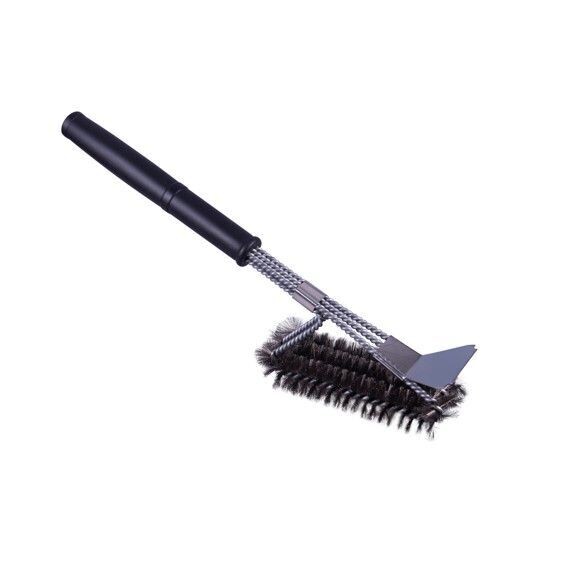 Long Handled BBQ Cleaning Brush with Stainless Steel Scraper