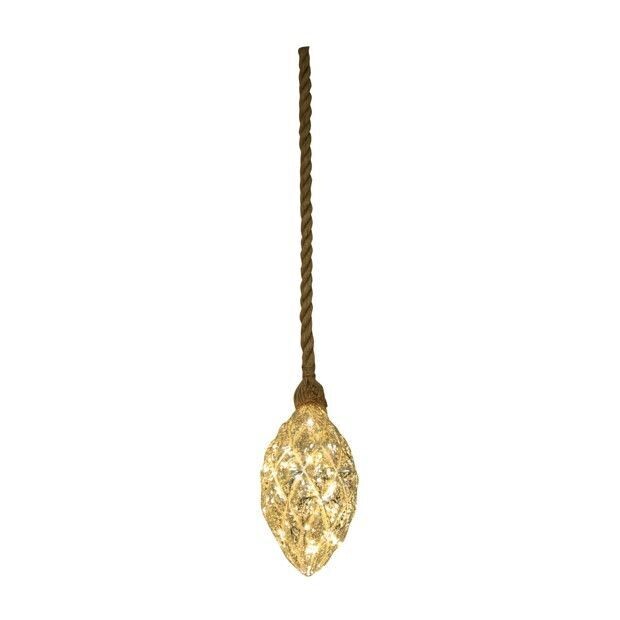 Battery Operated Hemp Rope Light with Pine Cones