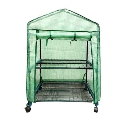 Mini Greenhouse with Shelves and PVC Cover (2 Tier)
