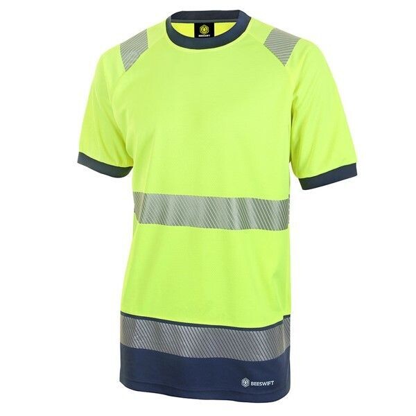 Hi Vist Two Tone Short Sleeve T-Shirt (Various Colours & Sizes), Colour: Hi Vis Yellow