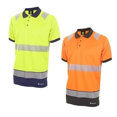 Hi Vis Two Tone Short Sleeve Polo Shirt (Various Colours & Sizes)