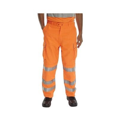 Hi Vis Orange Rail Spec Trousers (Various Sizes)