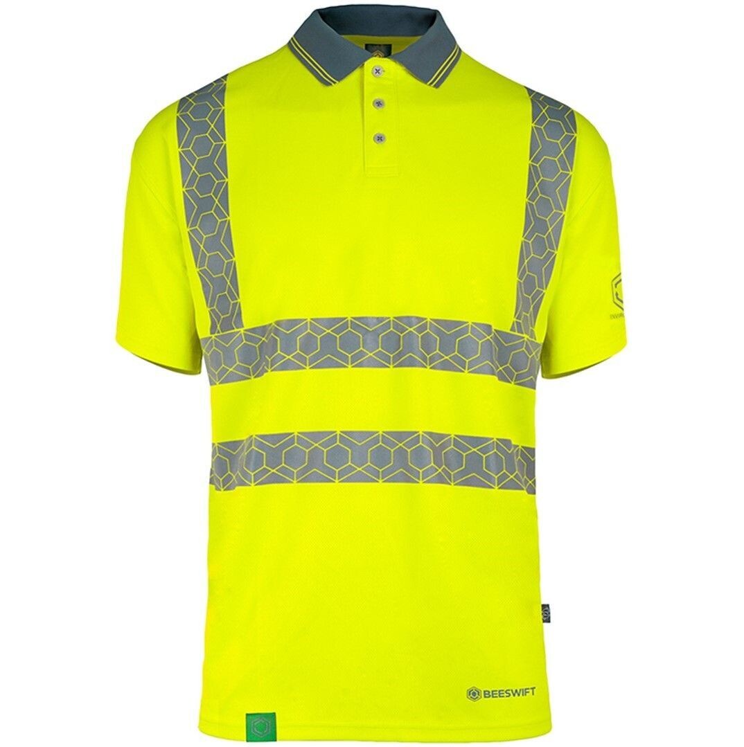 Recyclable Hi Vis Short Sleeve Polo Shirt (Various Colours & Sizes), Colour: Hi Vis Yellow