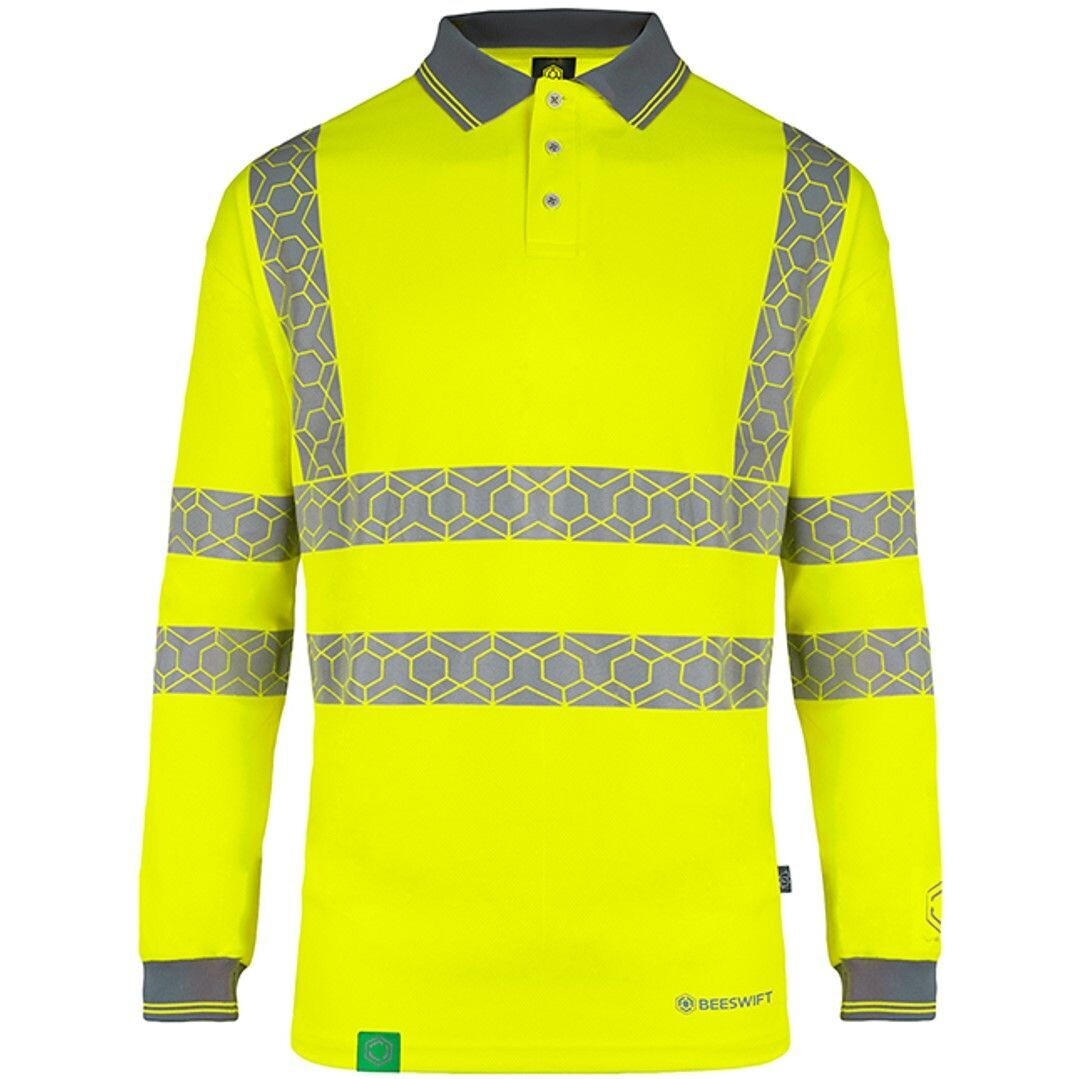 Recyclable Hi Vis Long Sleeve Polo Shirt (Various Colours & Sizes)