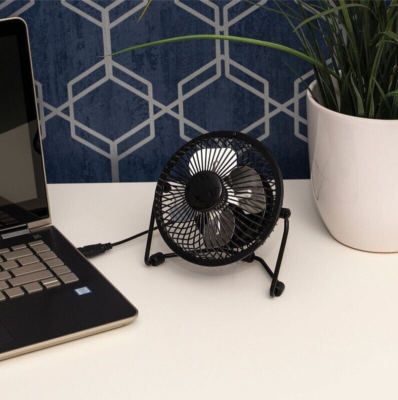 Mini Adjustable USB Cooling Desk Fan With Stand (Various Colours), Colour: Black