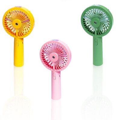 USB Rechargeable Hand Held Mist Fan With Bottle (Various Colours)
