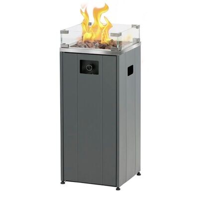 Tall Grey Gas Flame Outdoor Fire Pit