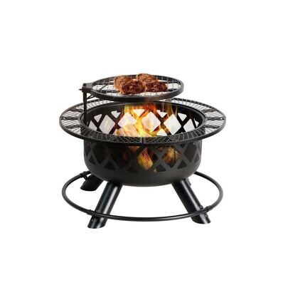 Burning Fire Pit with BBQ Grill Function