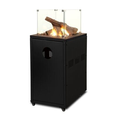 Glass Flame Gas Patio Heater with Lava Rocks and Logs