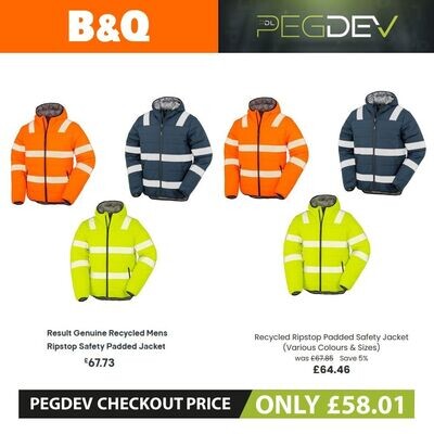 Recycled Ripstop Padded Safety Jacket (Various Colours & Sizes)