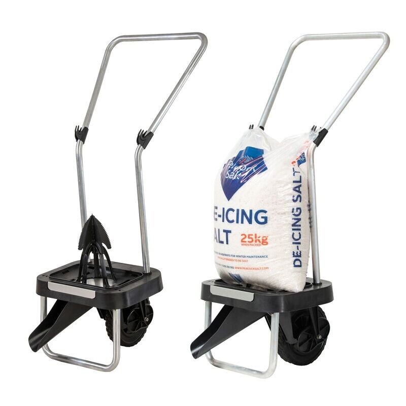 Premium White De-Icing Salt & Spreader Bundle (Various Bag Sizes)