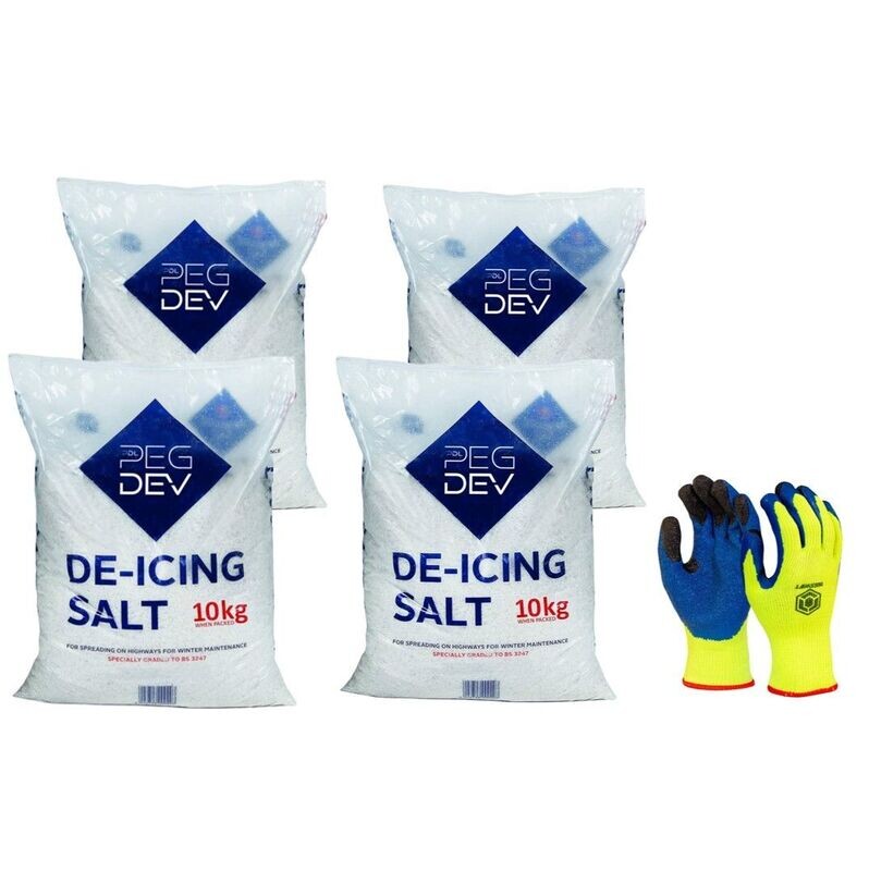 40kg Premium White De-Icing Salt  with Pair of Thermal Gloves