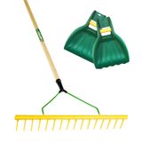 16 Tooth Polypropylene Landscape Rake with Leaf Scoop Grab Hands