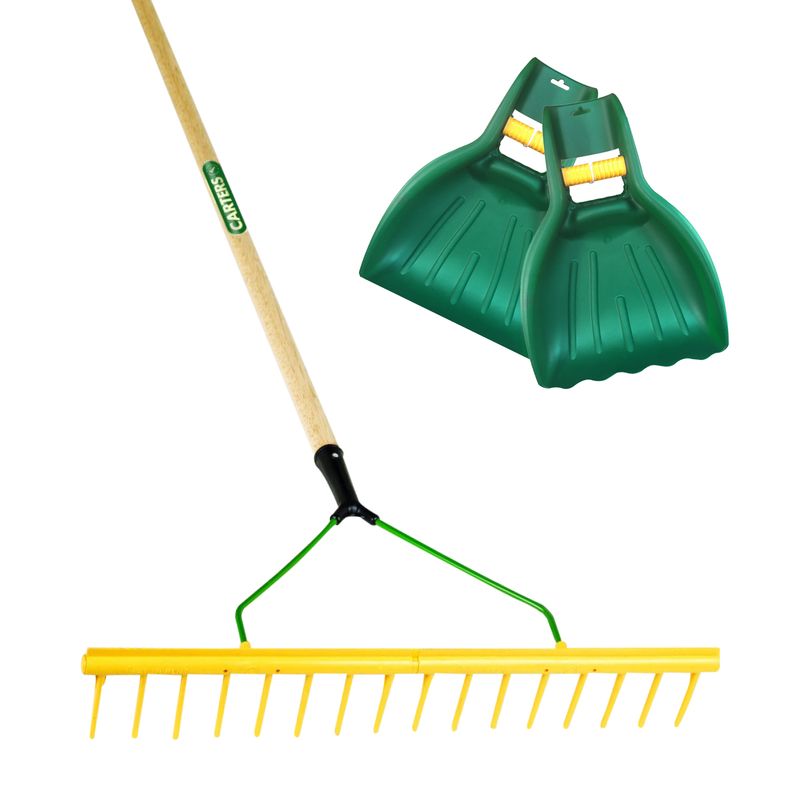 16 Tooth Polypropylene Landscape Rake with Leaf Scoop Grab Hands