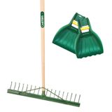 18 Tooth Metal Landscape Rake with Leaf Scoop Grab Hands