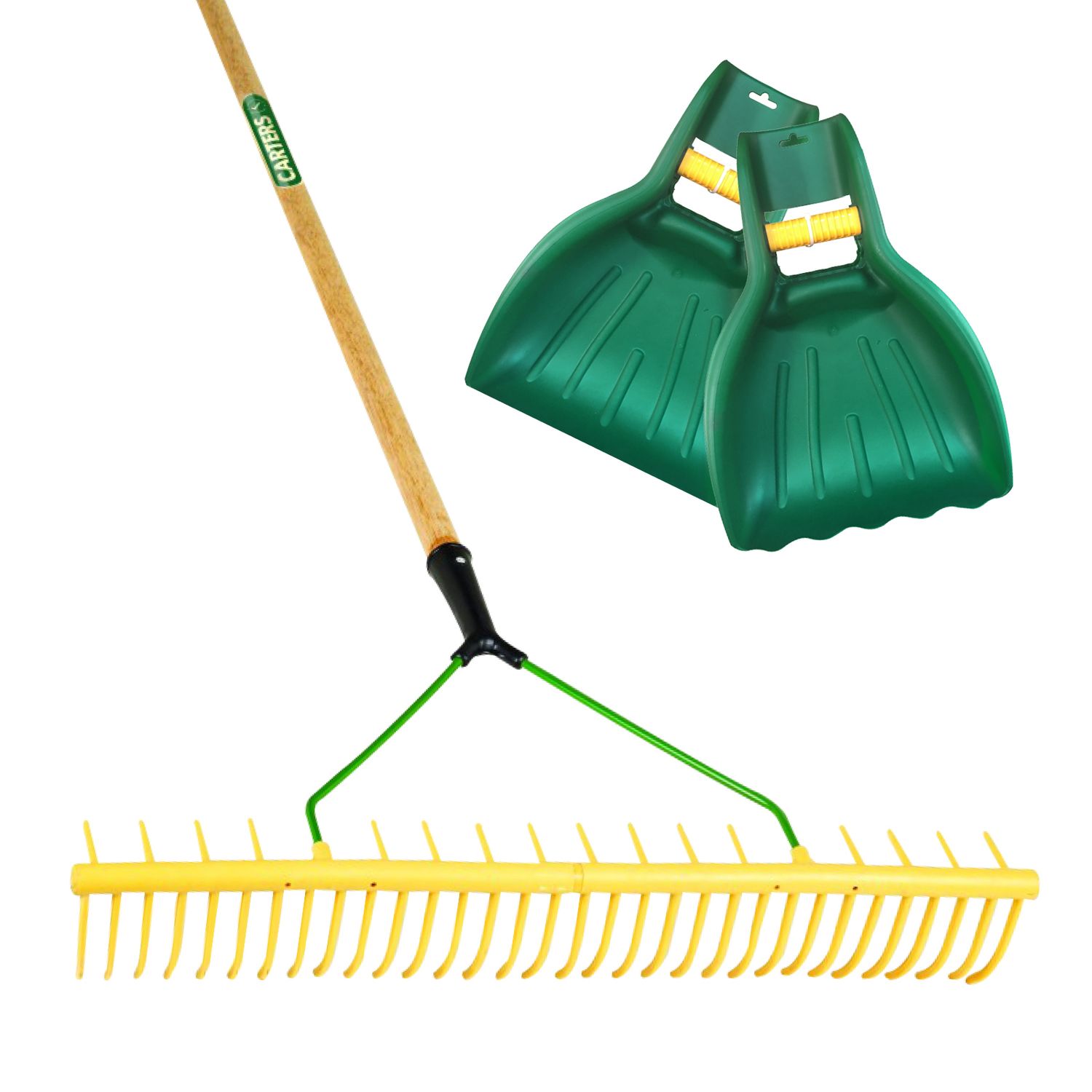 32 Tooth Polypropylene Landscape Rake with Leaf Scoop Grab Hands