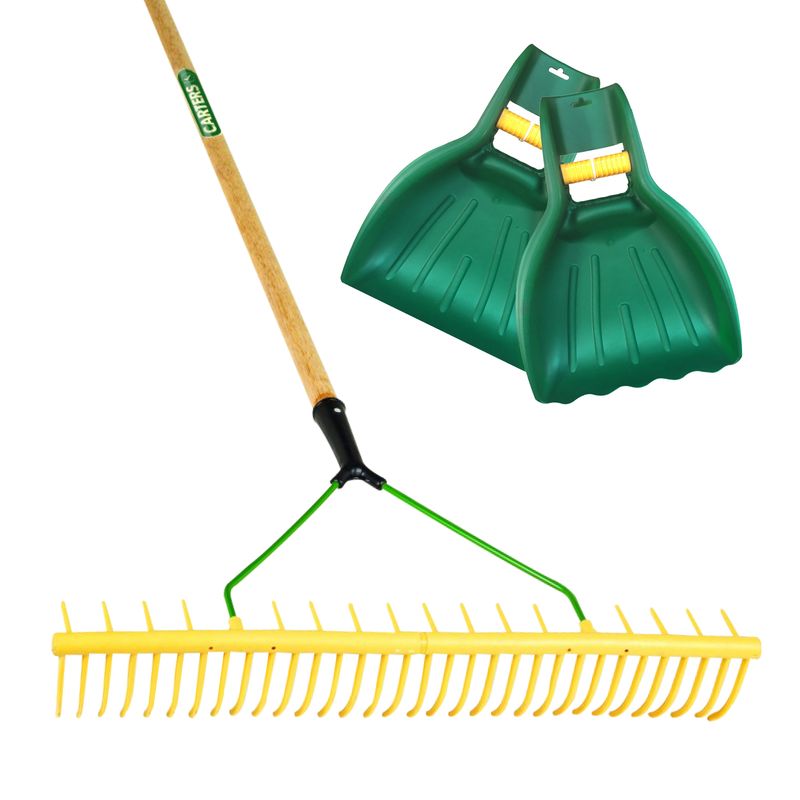 32 Tooth Polypropylene Landscape Rake with Leaf Scoop Grab Hands