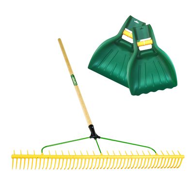 48 Tooth Polypropylene Landscape Rake with Leaf Scoop Grab Hands