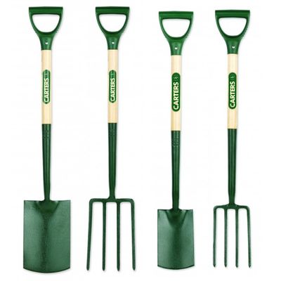 Ergonomic Steel Garden Tool Set - Garden Spade, Garden Fork, Border Spade, Border Fork Set